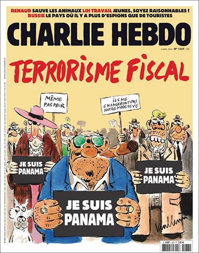 La revista satírica francesa "Charlie Hebdo" dedicó su portada de este miércoles al escándalo de "Panamá Papers".