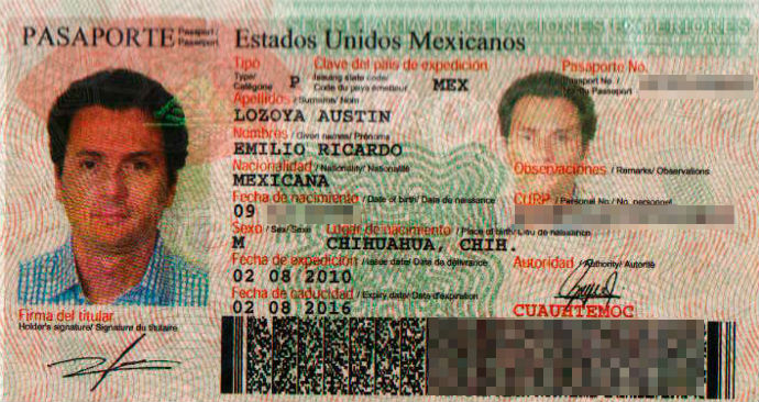 El pasaporte de Emilio Lozoya. Foto: Especial